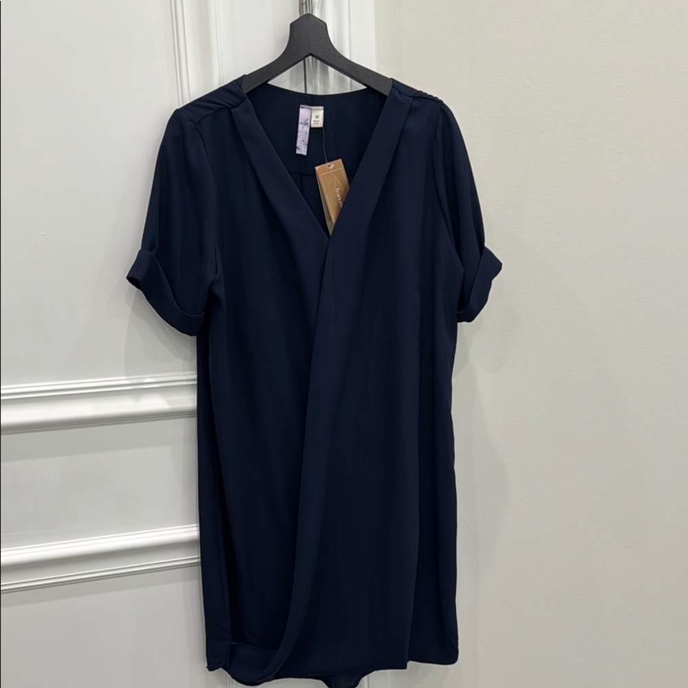 Elegant Navy Wrap Dress Size M